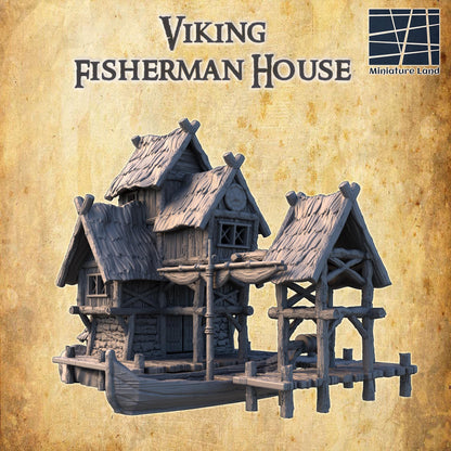 Viking Fisherman House - Tabletop Terrain - 28 MM, Tabletop 3D Printed Terrain by MiniatureLand, Perfect for Wargaming and RPGs
