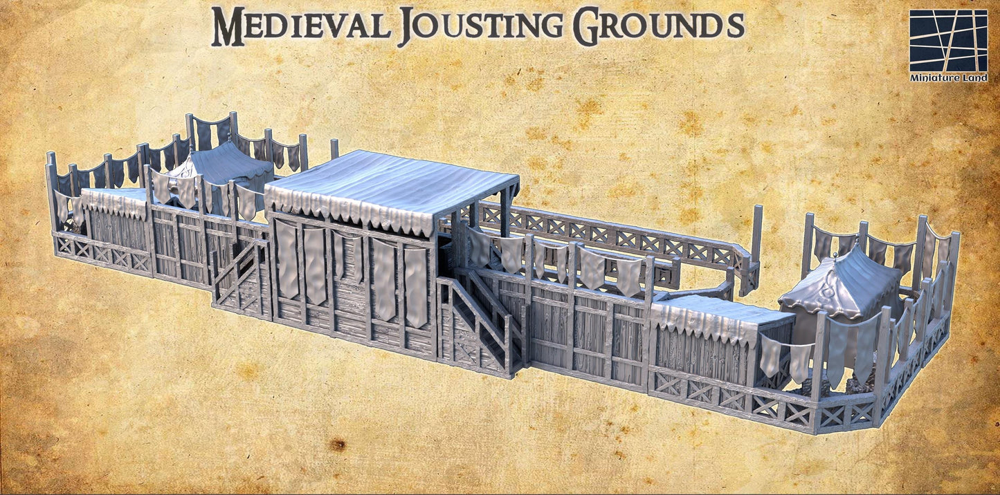 Medieval Jousting Grounds - Tabletop Terrain - 28 MM, Tabletop 3D Printed Terrain by MiniatureLand, Perfect for Wargaming and RPGs