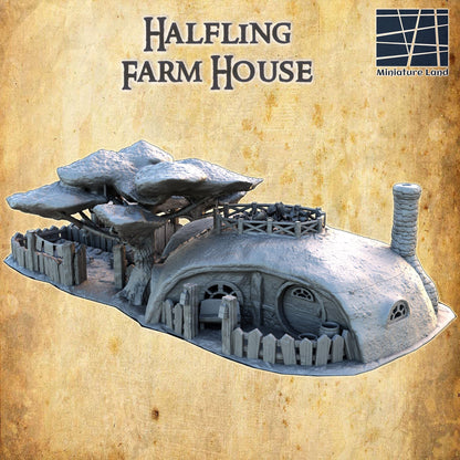 Halfling Farmhouse - Tabletop Terrain - 28 MM, Tabletop 3D Printed Terrain by MiniatureLand, Perfect for Wargaming and RPGs
