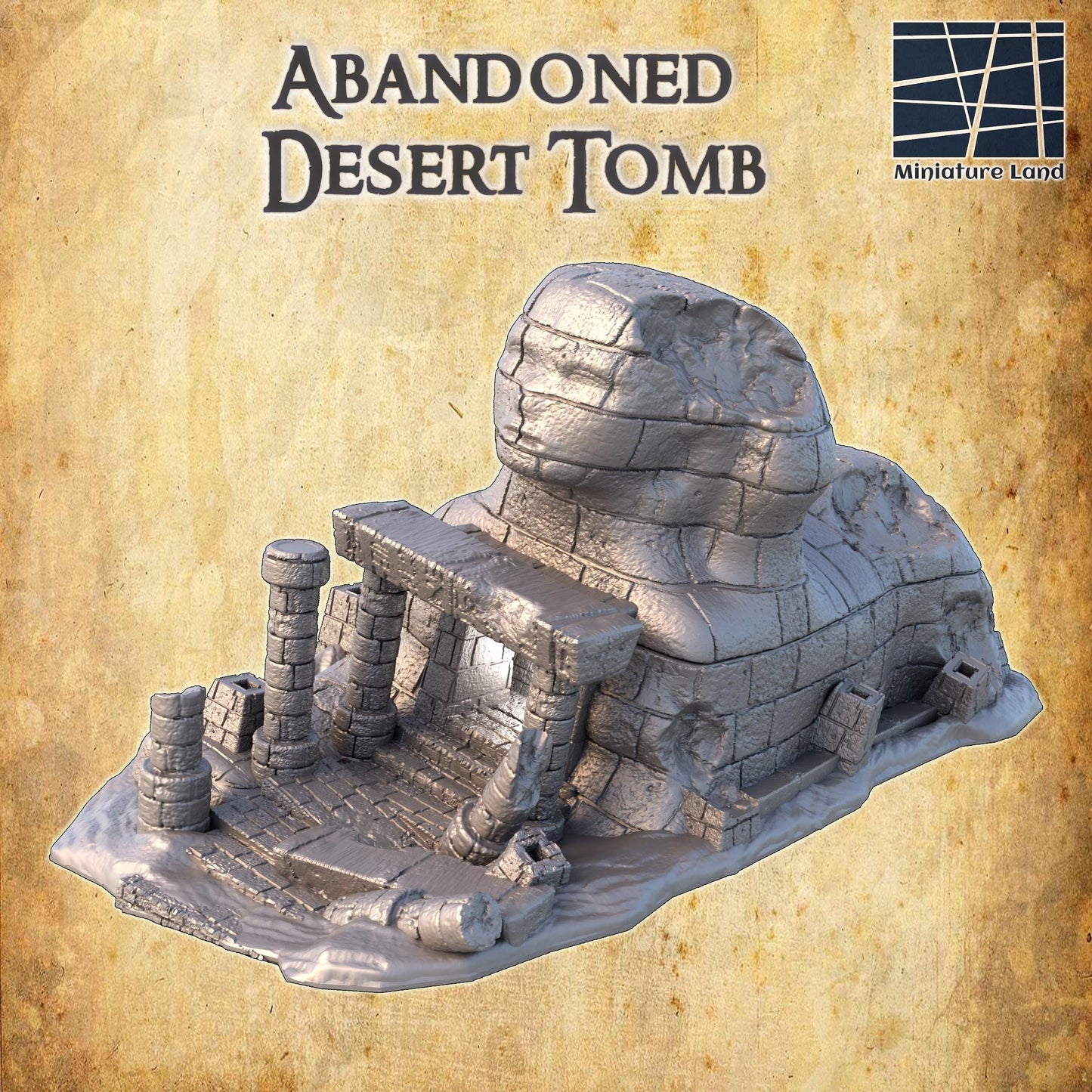 Abandoned Desert Tomb - Tabletop Terrain - 28 MM 3D Printed Terrain by MiniatureLand, Perfect for Wargaming and RPGs