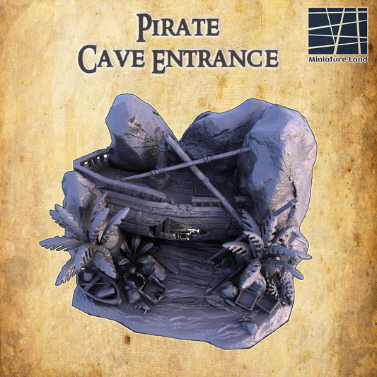 Pirate Cave Entrance - Tabletop Terrain - 28 MM, Tabletop 3D Printed Terrain by MiniatureLand, Perfect for Wargaming and RPGs