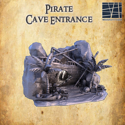Pirate Cave Entrance - Tabletop Terrain - 28 MM, Tabletop 3D Printed Terrain by MiniatureLand, Perfect for Wargaming and RPGs