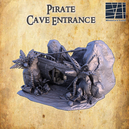 Pirate Cave Entrance - Tabletop Terrain - 28 MM, Tabletop 3D Printed Terrain by MiniatureLand, Perfect for Wargaming and RPGs