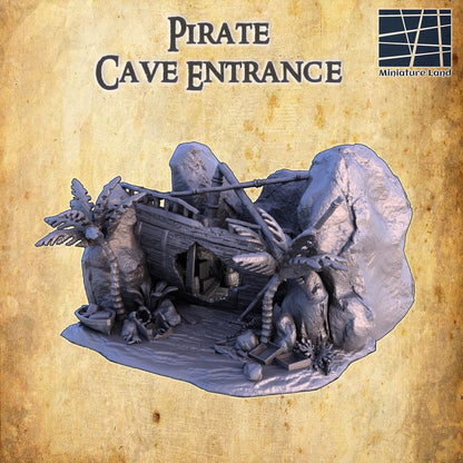 Pirate Cave Entrance - Tabletop Terrain - 28 MM, Tabletop 3D Printed Terrain by MiniatureLand, Perfect for Wargaming and RPGs