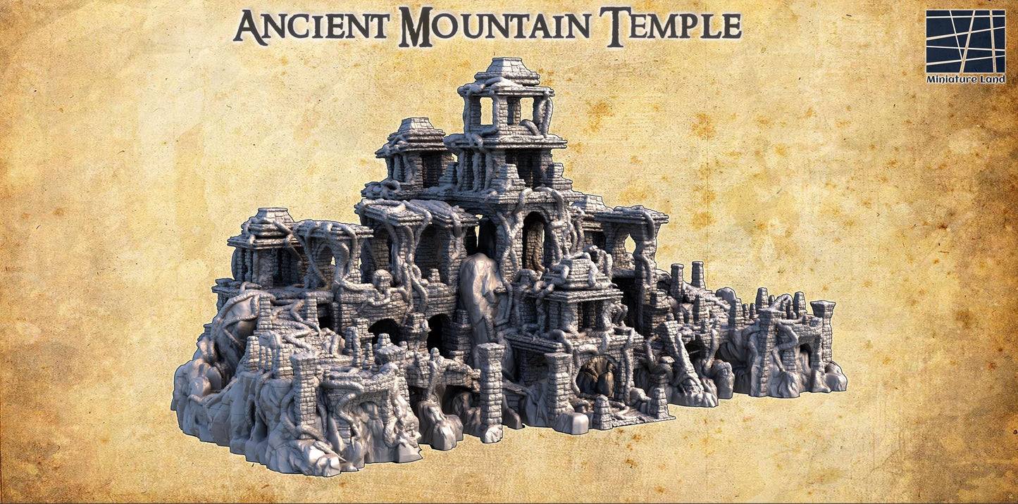 Ancient Mountain Temple - Tabletop Terrain - 28 MM, Tabletop 3D Printed Terrain by MiniatureLand, Perfect for Wargaming and RPGs