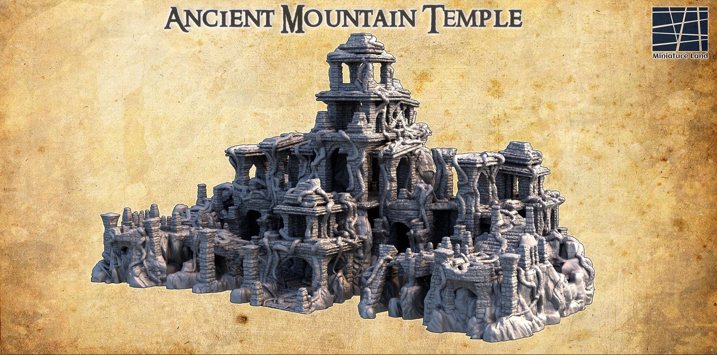 Ancient Mountain Temple - Tabletop Terrain - 28 MM, Tabletop 3D Printed Terrain by MiniatureLand, Perfect for Wargaming and RPGs