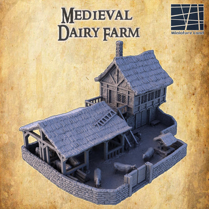 Medieval Dairy Farm- Tabletop Terrain - 28 MM, Tabletop 3D Printed Terrain by MiniatureLand, Perfect for Wargaming and RPGs