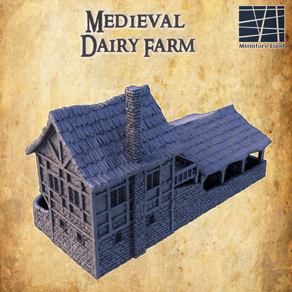 Medieval Dairy Farm- Tabletop Terrain - 28 MM, Tabletop 3D Printed Terrain by MiniatureLand, Perfect for Wargaming and RPGs