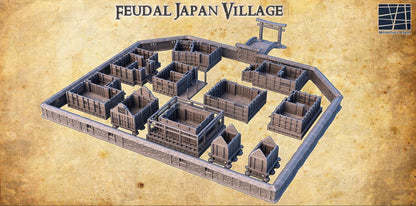 Feudal Japan Village - Tabletop Terrain - 28 MM, Tabletop 3D Printed Terrain by MiniatureLand, Perfect for Wargaming and RPGs