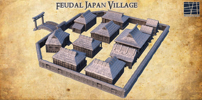 Feudal Japan Village - Tabletop Terrain - 28 MM, Tabletop 3D Printed Terrain by MiniatureLand, Perfect for Wargaming and RPGs