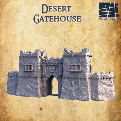 Desert Gate House - Tabletop Terrain - 28 MM 3D Printed Terrain by MiniatureLand, Perfect for Wargaming and RPGs