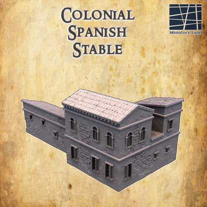 Colonial Spanish Stable - Tabletop Terrain - 28 MM, Tabletop 3D Printed Terrain by MiniatureLand, Perfect for Wargaming and RPGs