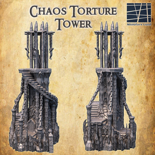 Chaos Torture Tower - Tabletop Terrain - 28 MM, Tabletop 3D Printed Terrain by MiniatureLand, Perfect for Wargaming and RPGs