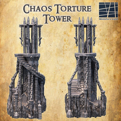 Chaos Torture Tower - Tabletop Terrain - 28 MM, Tabletop 3D Printed Terrain by MiniatureLand, Perfect for Wargaming and RPGs