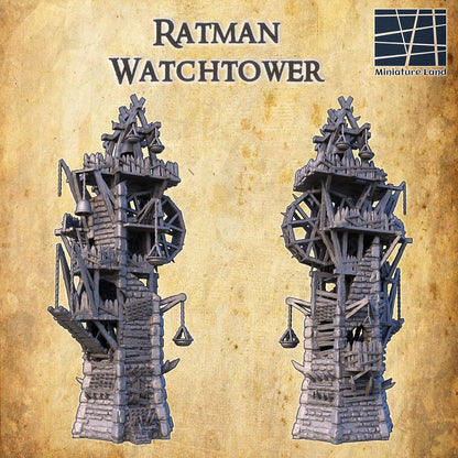 Ratman Watchtower - Tabletop Terrain - 28 MM, Tabletop 3D Printed Terrain by MiniatureLand, Perfect for Wargaming and RPGs