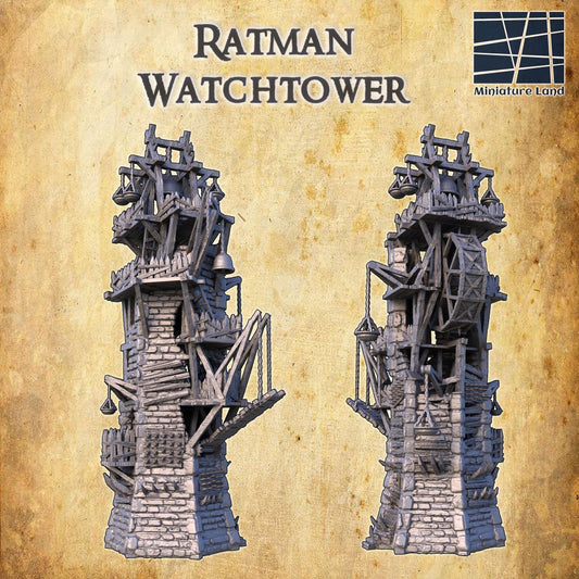 Ratman Watchtower - Tabletop Terrain - 28 MM, Tabletop 3D Printed Terrain by MiniatureLand, Perfect for Wargaming and RPGs
