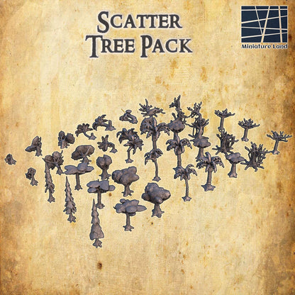 40x Scatter Tree Pack - Tabletop Terrain - 28 MM, Tabletop 3D Printed Terrain by MiniatureLand, Perfect for Wargaming and RPGs