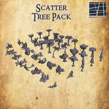 40x Scatter Tree Pack - Tabletop Terrain - 28 MM, Tabletop 3D Printed Terrain by MiniatureLand, Perfect for Wargaming and RPGs