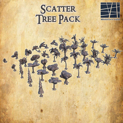 40x Scatter Tree Pack - Tabletop Terrain - 28 MM, Tabletop 3D Printed Terrain by MiniatureLand, Perfect for Wargaming and RPGs