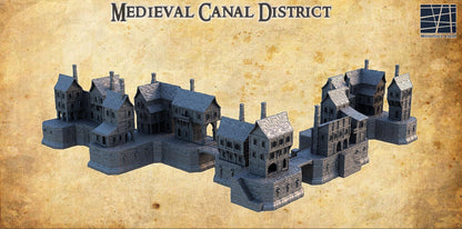 Medieval Canal District - Tabletop Terrain - 28 MM, Tabletop 3D Printed Terrain by MiniatureLand, Perfect for Wargaming and RPGs