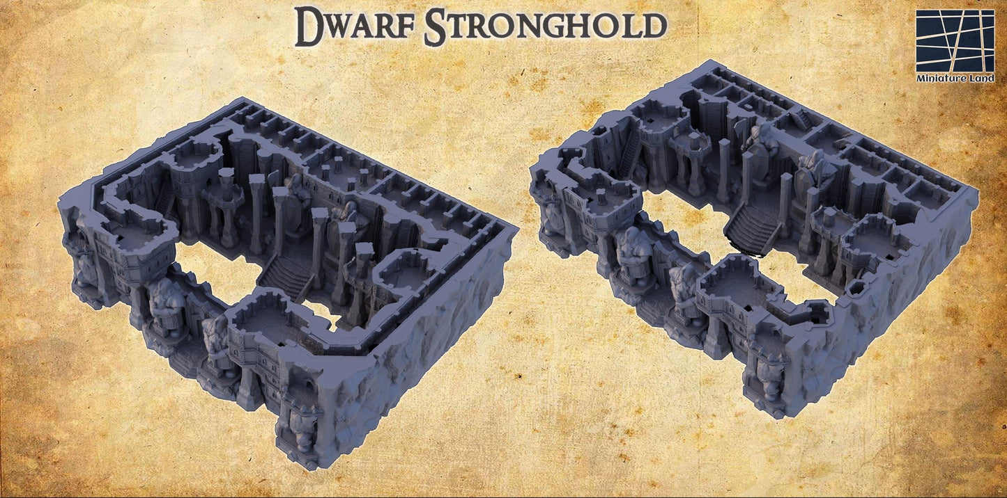 Dwarf Stronghold - Tabletop Terrain - 28 MM, Tabletop 3D Printed Terrain by MiniatureLand, Perfect for Wargaming and RPGs
