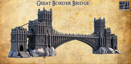 Grand Border Bridge - Tabletop Terrain - 28 MM, Tabletop 3D Printed Terrain by MiniatureLand, Perfect for Wargaming and RPGs