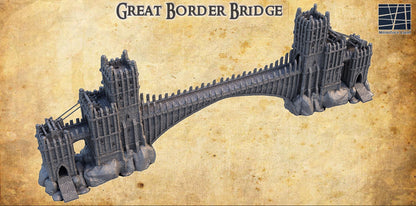 Grand Border Bridge - Tabletop Terrain - 28 MM, Tabletop 3D Printed Terrain by MiniatureLand, Perfect for Wargaming and RPGs