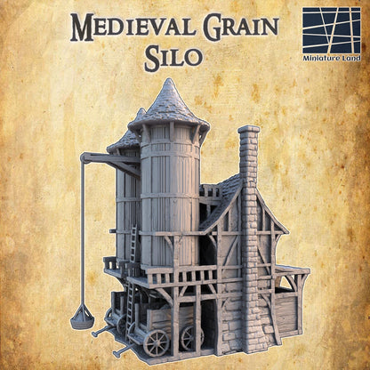 Medieval Grain Silo - Tabletop Terrain - 28 MM, Tabletop 3D Printed Terrain by MiniatureLand, Perfect for Wargaming and RPGs