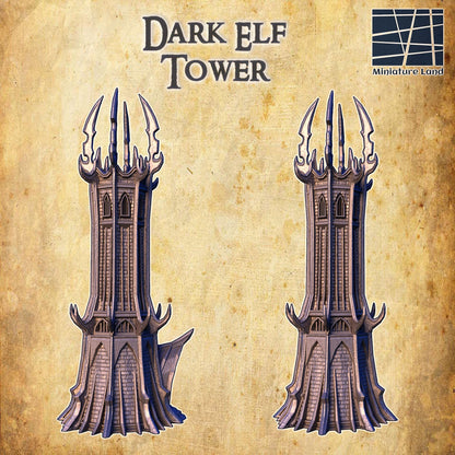 Dark Elf Tower - Tabletop Terrain - 28 MM, Tabletop 3D Printed Terrain by MiniatureLand, Perfect for Wargaming and RPGs