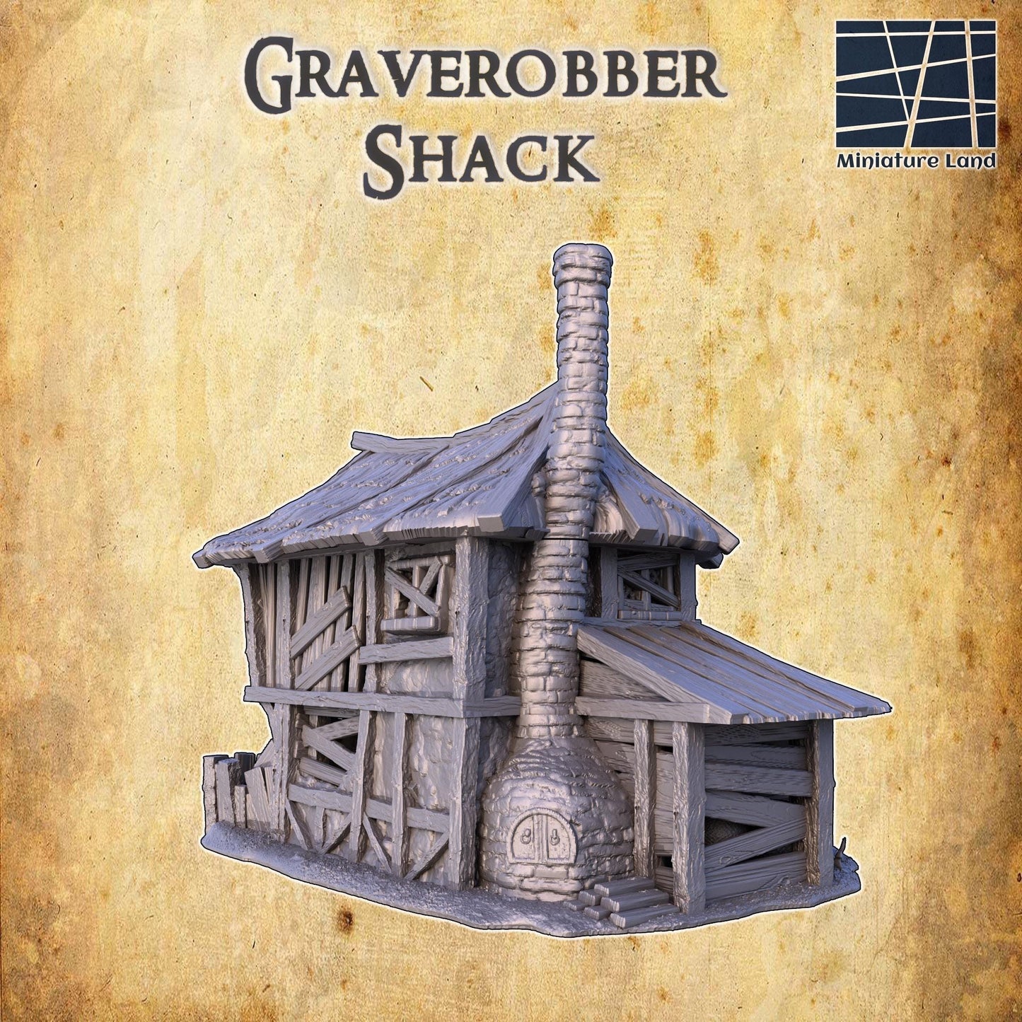 Grave Robber Shack - Tabletop Terrain - 28 MM, Tabletop 3D Printed Terrain by MiniatureLand, Perfect for Wargaming and RPGs