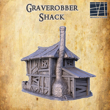 Grave Robber Shack - Tabletop Terrain - 28 MM, Tabletop 3D Printed Terrain by MiniatureLand, Perfect for Wargaming and RPGs