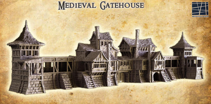 Medieval Gatehouse - Tabletop Terrain - 28 MM, Tabletop 3D Printed Terrain by MiniatureLand, Perfect for Wargaming and RPGs