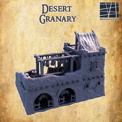Desert Granary - Tabletop Terrain - 28 MM Tabletop 3D Printed Terrain by MiniatureLand, Perfect for Wargaming and RPGs