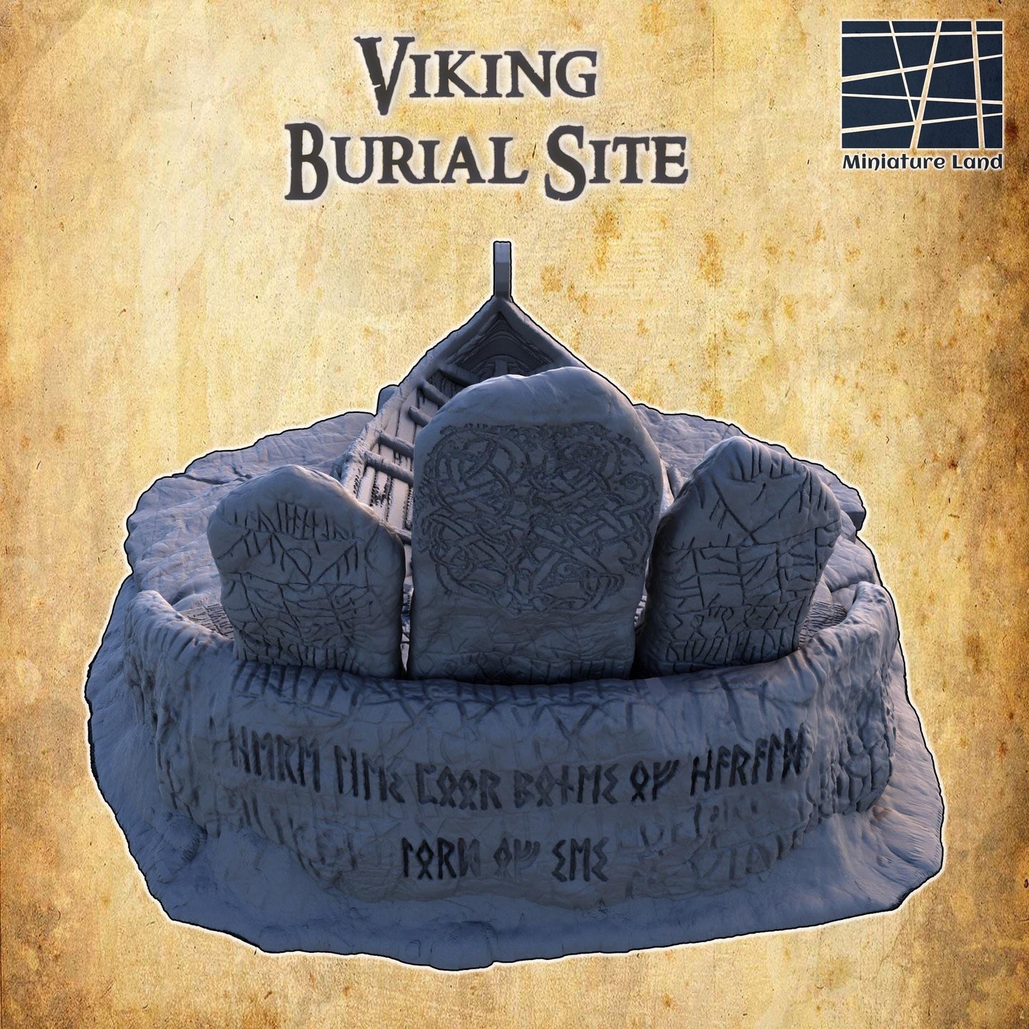 Viking Burial Site - Tabletop Terrain - 28 MM, Tabletop 3D Printed Terrain by MiniatureLand, Perfect for Wargaming and RPGs