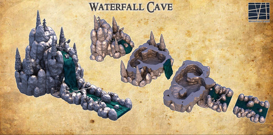 Waterfall Cave - Tabletop Terrain - 28 MM, Tabletop 3D Printed Terrain by MiniatureLand, Perfect for Wargaming and RPGs