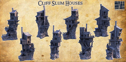 Cliff Slum Houses - Tabletop Terrain - 28 MM, Tabletop 3D Printed Terrain by MiniatureLand, Perfect for Wargaming and RPGs