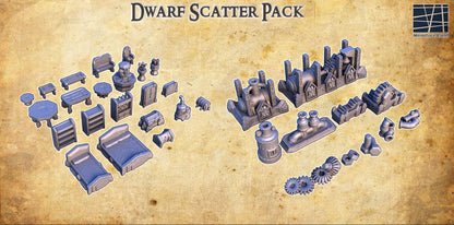 Dwarf Scatter Objects - Tabletop Terrain - 28 MM, Tabletop 3D Printed Terrain by MiniatureLand, Perfect for Wargaming and RPGs