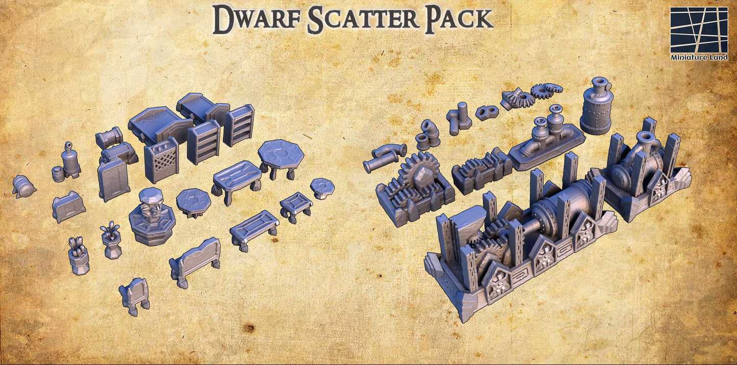 Dwarf Scatter Objects - Tabletop Terrain - 28 MM, Tabletop 3D Printed Terrain by MiniatureLand, Perfect for Wargaming and RPGs