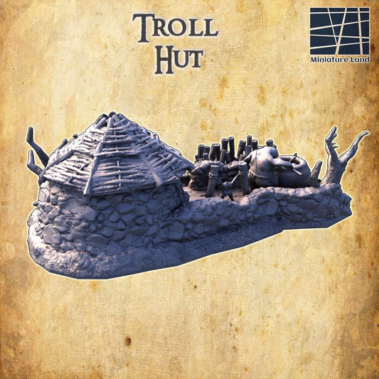 Troll Hut - Tabletop Terrain - 28 MM, Tabletop 3D Printed Terrain by MiniatureLand, Perfect for Wargaming and RPGs