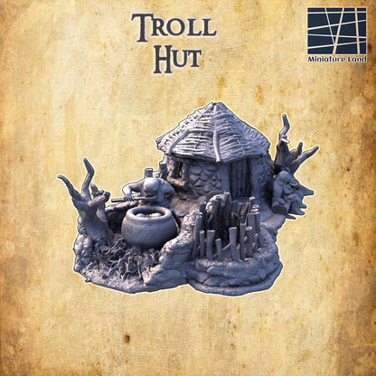 Troll Hut - Tabletop Terrain - 28 MM, Tabletop 3D Printed Terrain by MiniatureLand, Perfect for Wargaming and RPGs