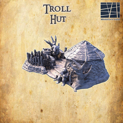 Troll Hut - Tabletop Terrain - 28 MM, Tabletop 3D Printed Terrain by MiniatureLand, Perfect for Wargaming and RPGs