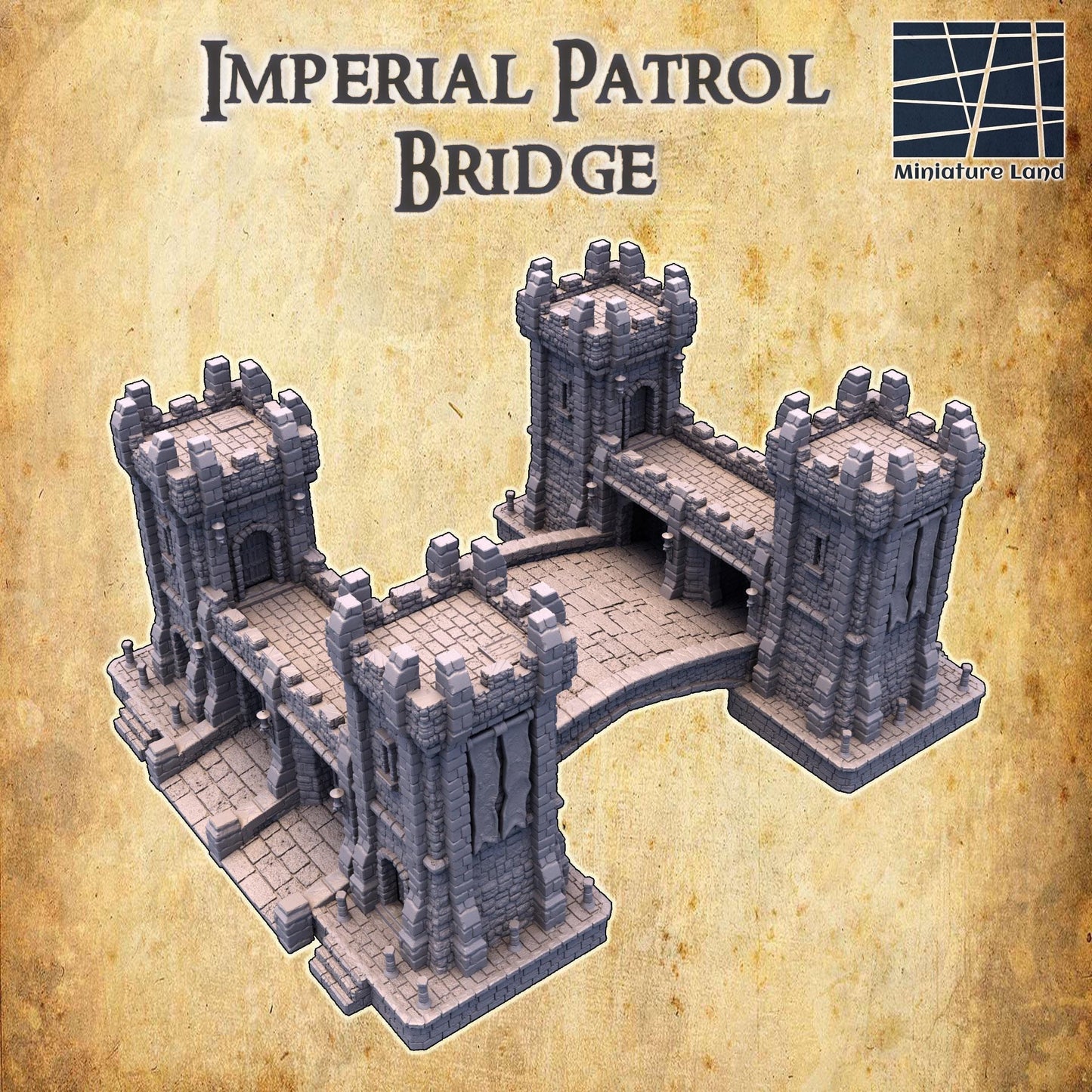 Imperial Patrol Bridge - Tabletop Terrain - 28 MM, Tabletop 3D Printed Terrain by MiniatureLand, Perfect for Wargaming and RPGs