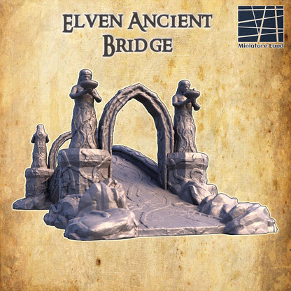 Elven Ancient Bridge - Tabletop Terrain - 28 MM, Tabletop 3D Printed Terrain by MiniatureLand, Perfect for Wargaming and RPGs