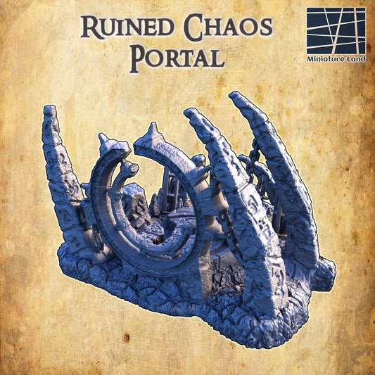 Ruined Chaos Portal - Tabletop Terrain - 28 MM, Tabletop 3D Printed Terrain by MiniatureLand, Perfect for Wargaming and RPGs
