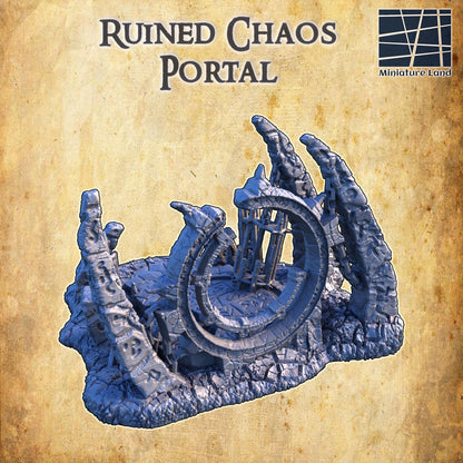 Ruined Chaos Portal - Tabletop Terrain - 28 MM, Tabletop 3D Printed Terrain by MiniatureLand, Perfect for Wargaming and RPGs