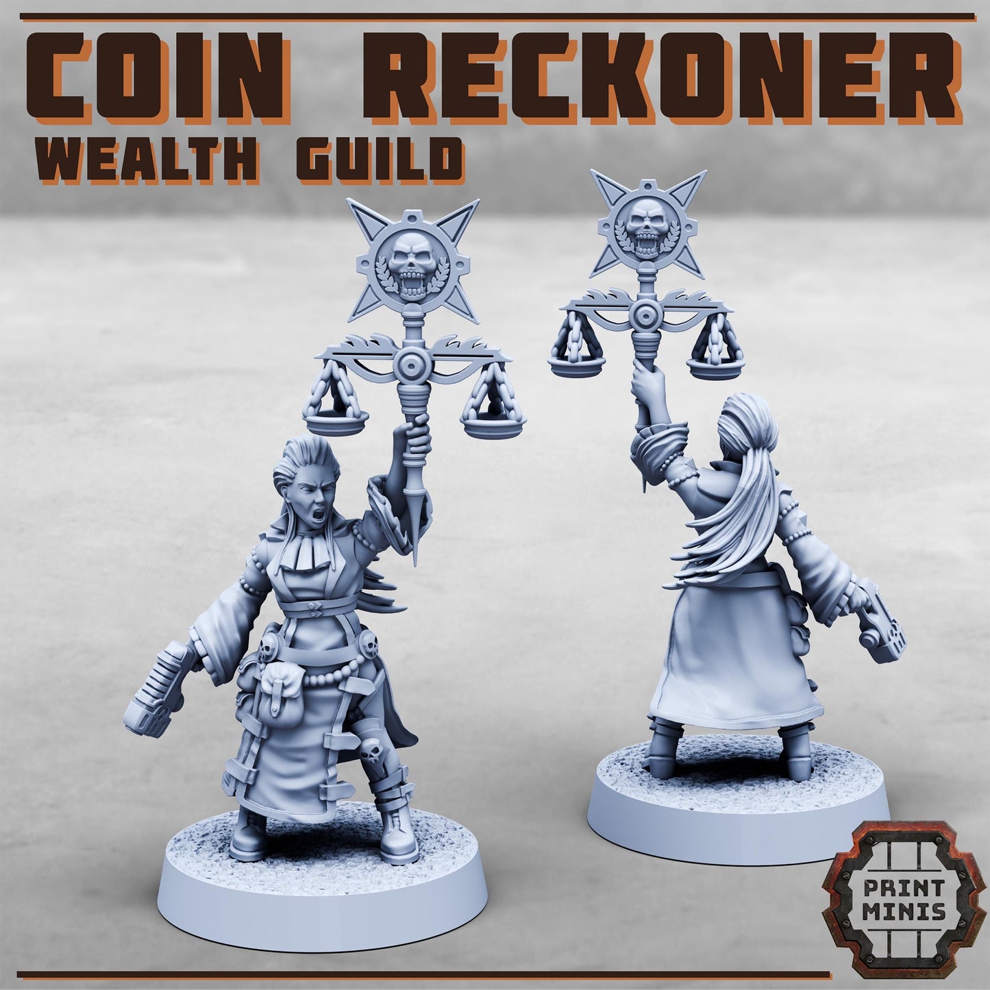 Coin Reckoner - Wealth Guild -  Sci-Fi Grimdark  Tax Collector Mercenaries by Print Minis