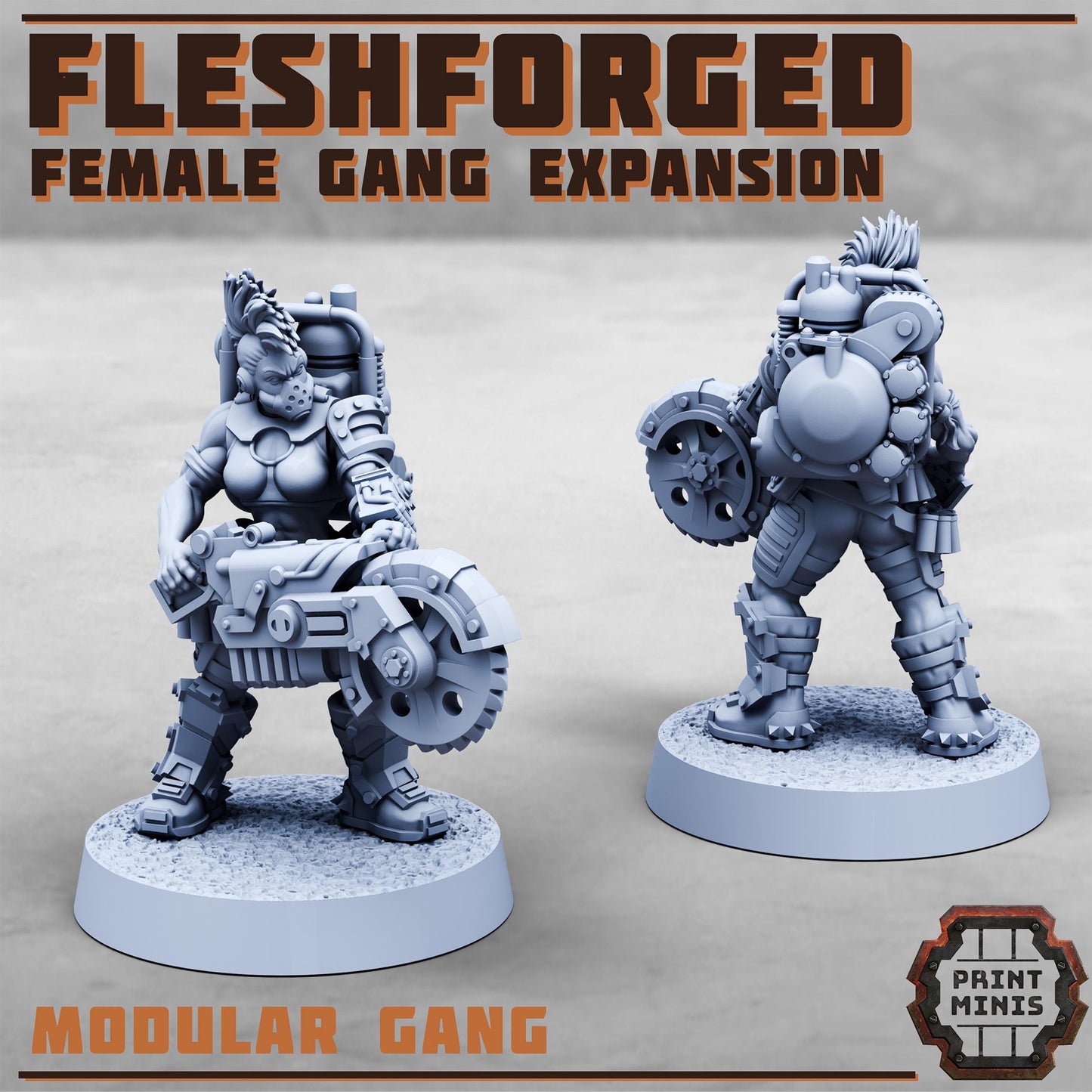 Female Fleshforged - Gang Expansion - a Muscular Gang - Sci-Fi Grimdark Mercenaries by Print Minis