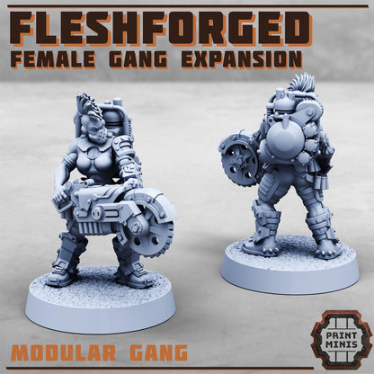 Female Fleshforged - Gang Expansion - a Muscular Gang - Sci-Fi Grimdark Mercenaries by Print Minis