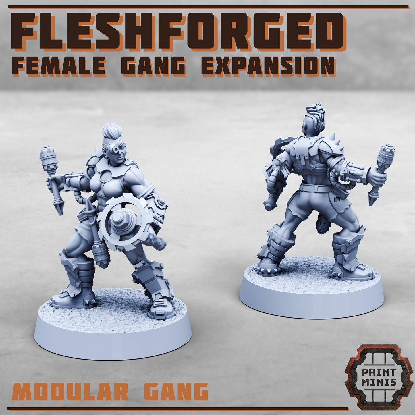 Female Fleshforged - Gang Expansion - a Muscular Gang - Sci-Fi Grimdark Mercenaries by Print Minis