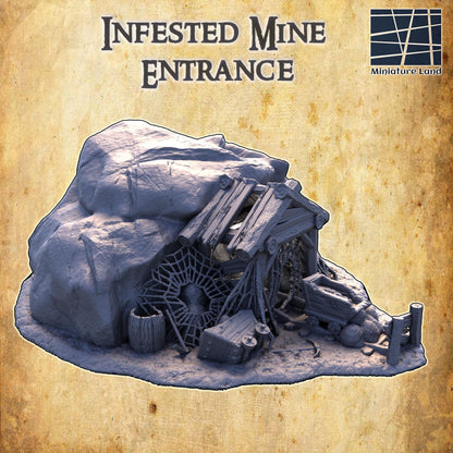 Infested Mine Entrance - Tabletop Terrain - 28 MM, Tabletop 3D Printed Terrain by MiniatureLand, Perfect for Wargaming and RPGs
